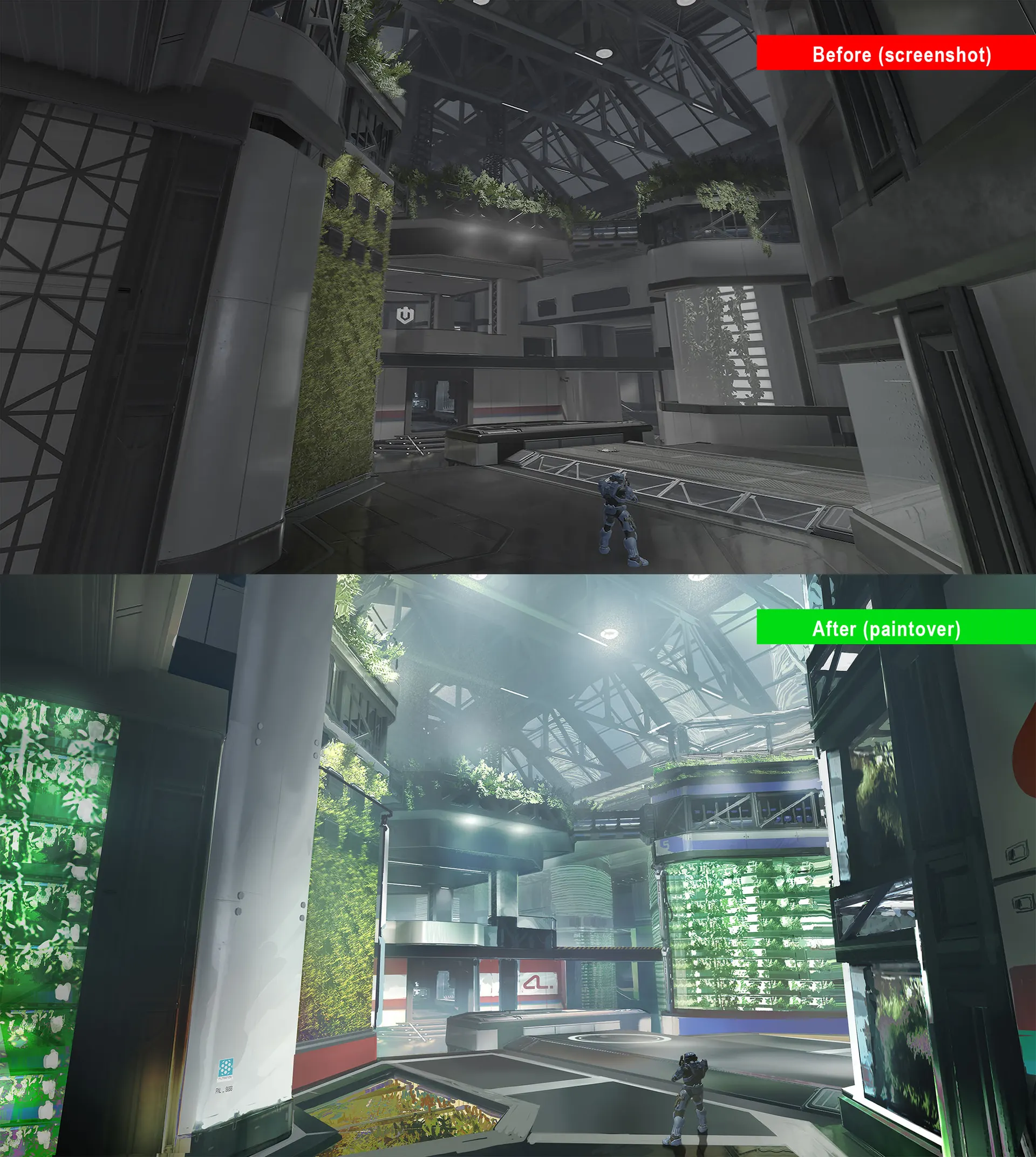 In-game screenshot, art direction pass