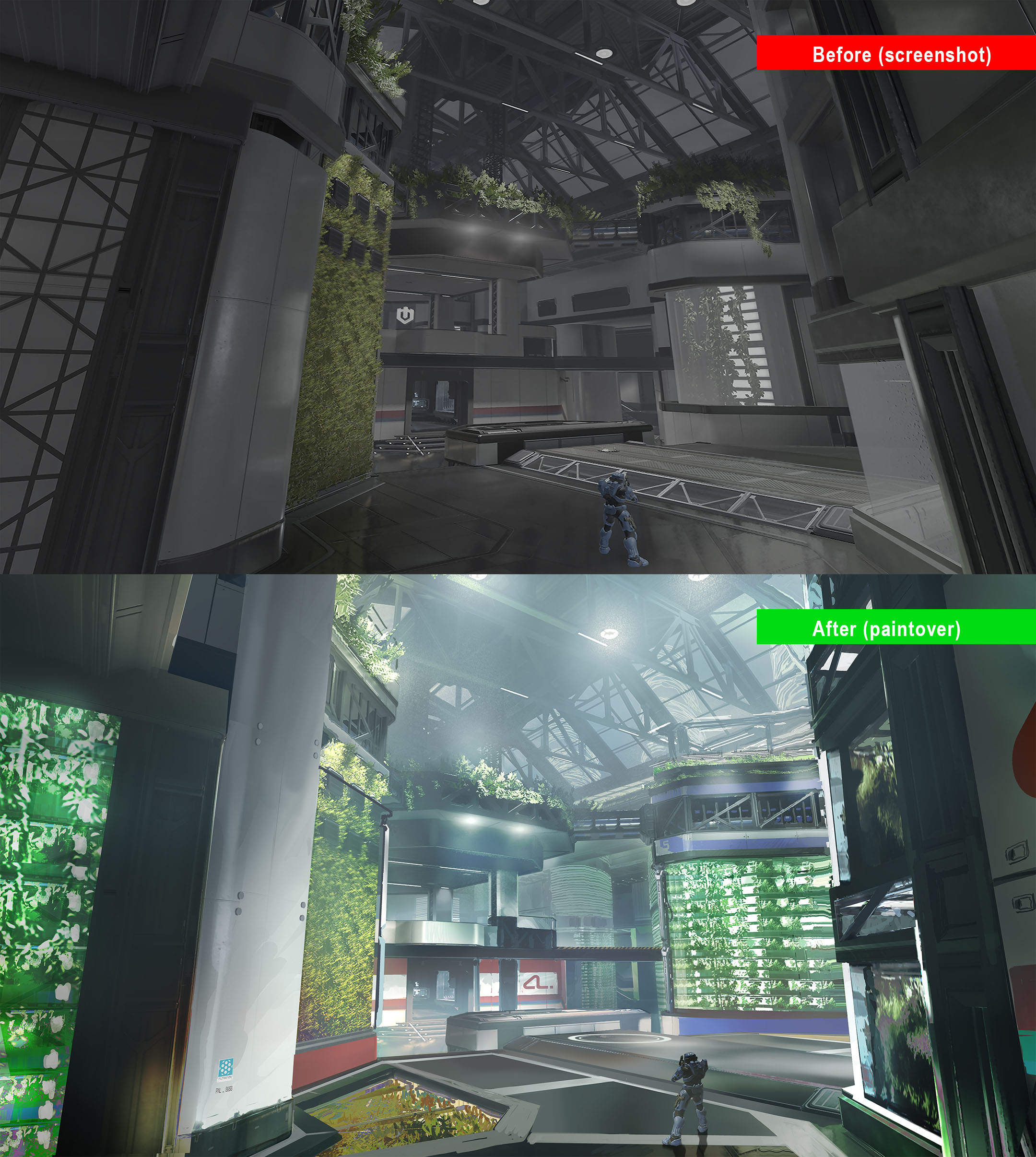 In-game screenshot — art direction pass